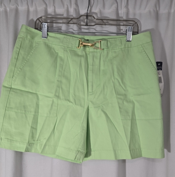 Chaps Pants - Chaps Malibu Somerset Green Shorts NWT Sz 12 Gold Buckle